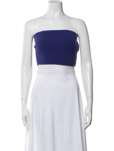 Pre-owned Lapointe Cashmere Strapless Crop Top In Blue