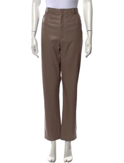 Pre-owned Lapointe Faux Leather Straight Leg Pants In Brown