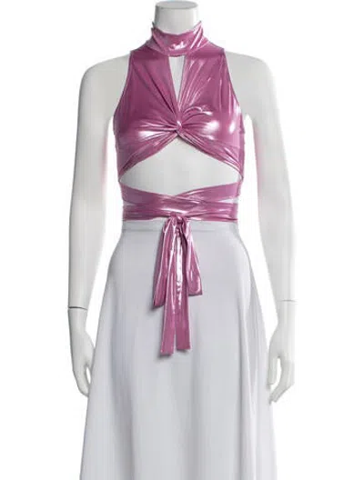 Pre-owned Lapointe Halterneck Sleeveless Crop Top W/ Tags In Pink