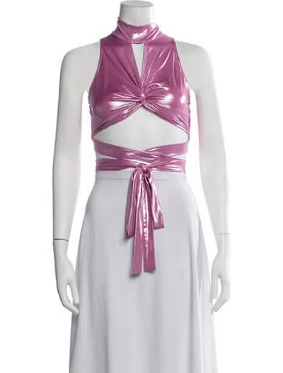 Pre-owned Lapointe Halterneck Sleeveless Crop Top W/ Tags In Pink