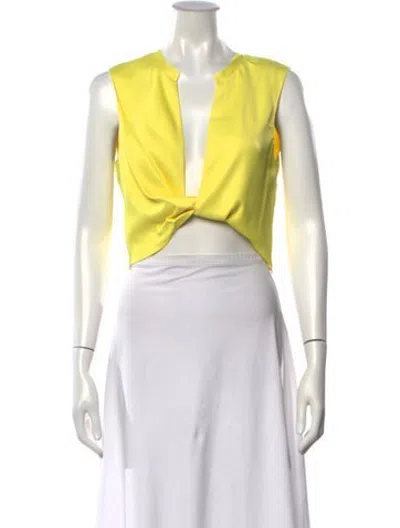 Pre-owned Lapointe Plunge Neckline Sleeveless Crop Top W/ Tags In Yellow