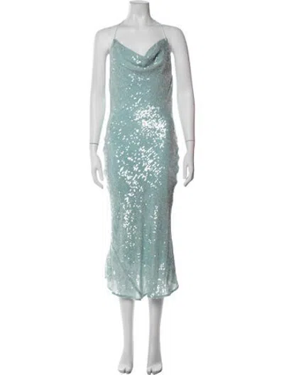 Pre-owned Lapointe Printed Midi Length Dress W/ Tags In Blue/green