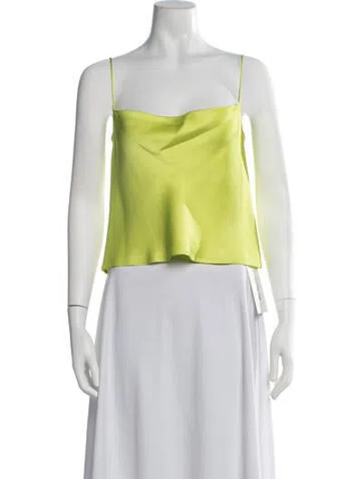 Pre-owned Lapointe Satin Cowl Neck Top W/ Tags In Yellow