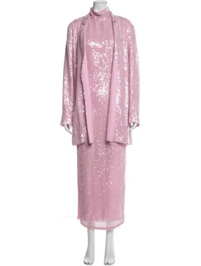 Pre-owned Lapointe Sequin Embellishments Dress Set In Pink
