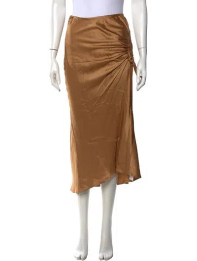 Pre-owned Lapointe Silk Midi Length Skirt In Brown