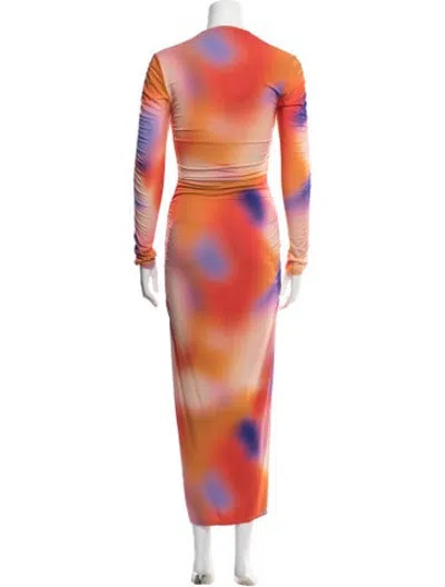 Pre-owned Lapointe Tie-dye Print Long Dress In Orange