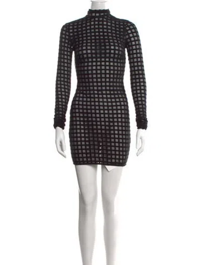 Pre-owned Laquan Smith Patterned Mini Dress W/ Tags In Black