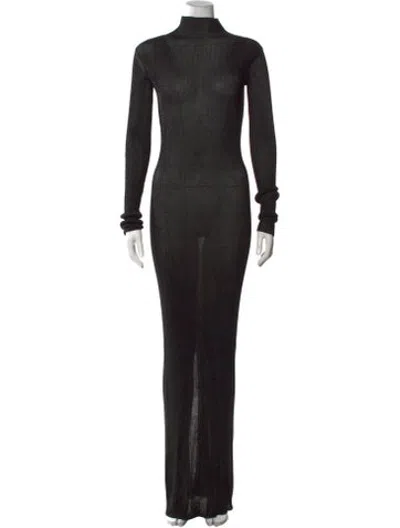 Pre-owned Laquan Smith Turtleneck Long Dress W/ Tags In Black
