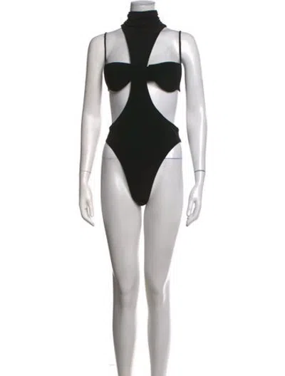 Pre-owned Laquan Smith Turtleneck Sleeveless Bodysuit W/ Tags In Black