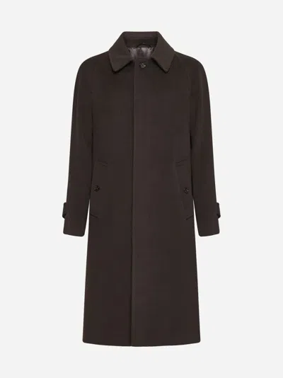 Lardini Brown Wool Beaver Single-breasted Coat In Black