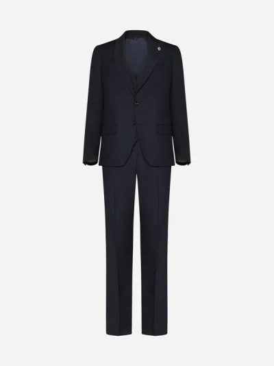 Lardini Kosmo 3-pieces Wool Suit In Blue