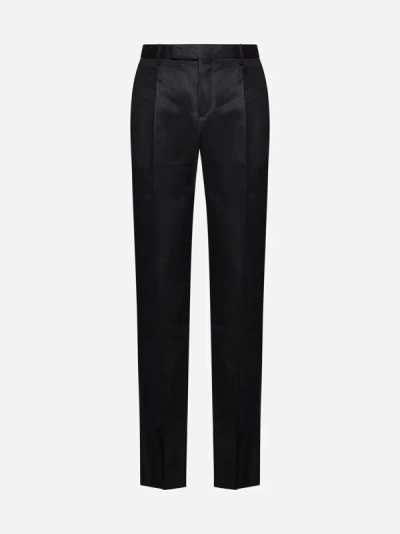 Lardini Linen Trousers In Black