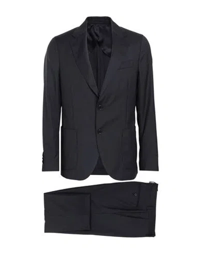 Lardini Man Suit Black Size 44 Wool, Silk