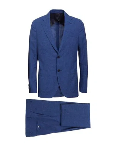 Lardini Man Suit Navy Blue Size 42 Wool, Cotton, Linen, Elastane