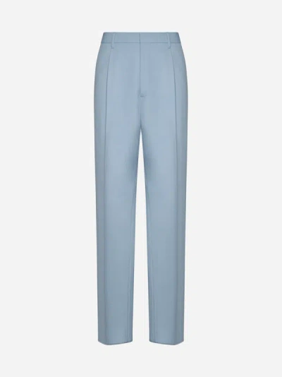 Lardini Miami Wool-blend Trousers In Light Blue