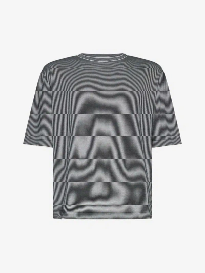 Lardini Striped Cotton T-shirt In Cream,black