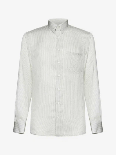 Lardini Striped Viscose Shirt In Cream