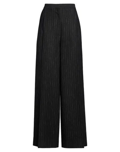 Lardini Woman Pants Black Size 6 Virgin Wool, Viscose, Polyamide, Metallic Polyester, Cotton