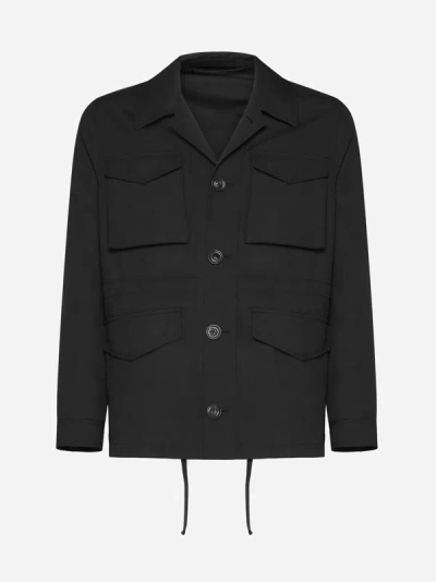 Lardini Wool-blend Field Jacket In Black
