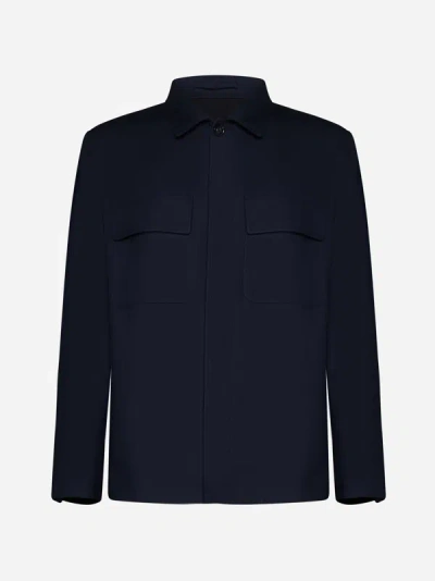 Lardini Wool Shirt Jacket In Blue
