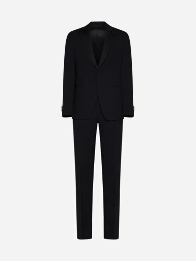 Lardini Wool Single-breasted Tuxedo In Black