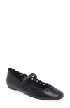 Larroude Blair Broderie Mary Jane Flat In Black