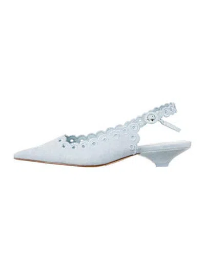 Pre-owned Larroude Canvas Slingback Pumps In Blue