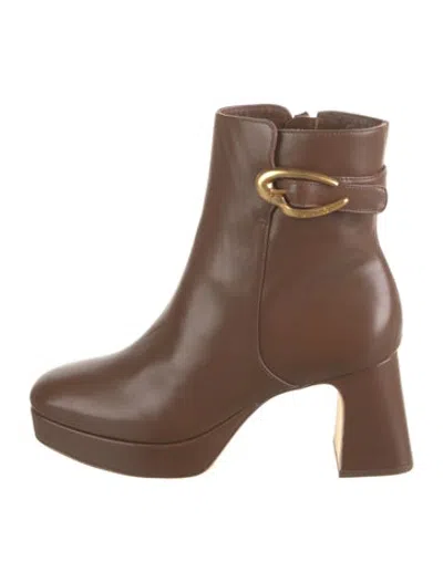 Pre-owned Larroude Leather Boots In Brown