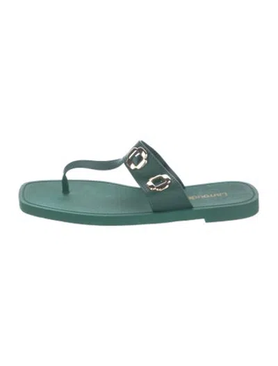 Pre-owned Larroude Leather Flip Flops In Green
