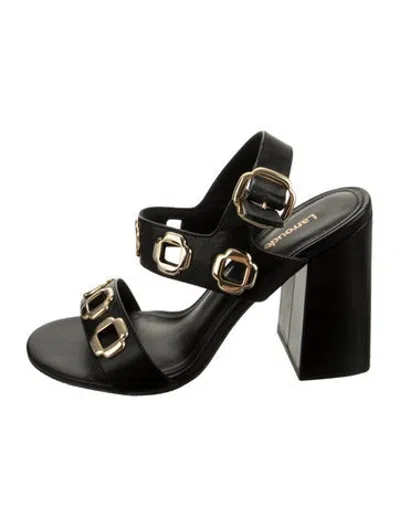 Pre-owned Larroude Leather Lasercut Accents In Black