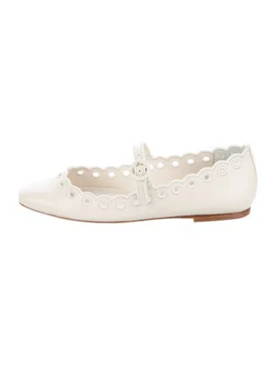 Pre-owned Larroude Leather Mary Jane Flats W/ Tags In Neutrals