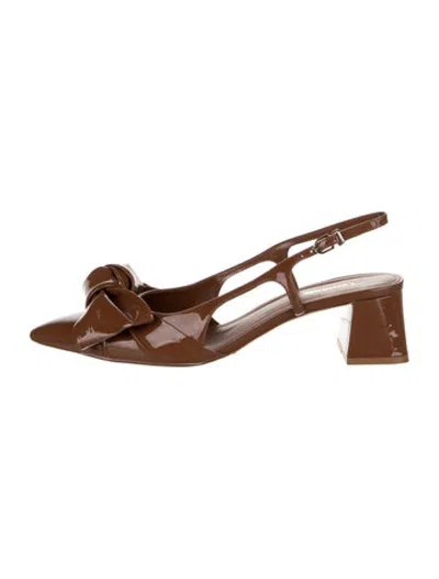 Pre-owned Larroude Patent Leather Slingback Pumps In Brown