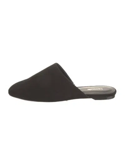 Pre-owned Larroude Suede Mules In Black