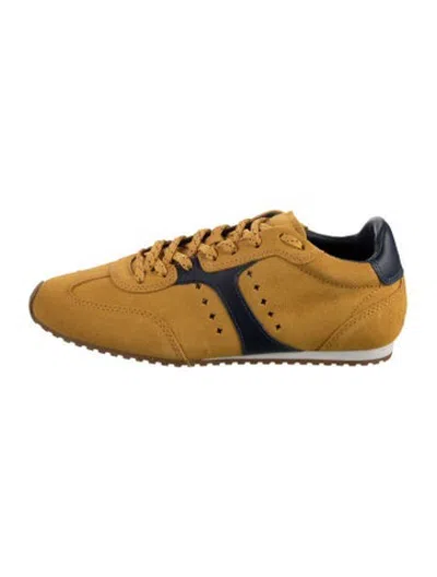 Pre-owned Larroude Suede Sneakers In Yellow