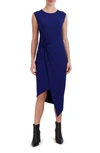 Laundry By Shelli Segal Knot Front Midi Dress In Navy
