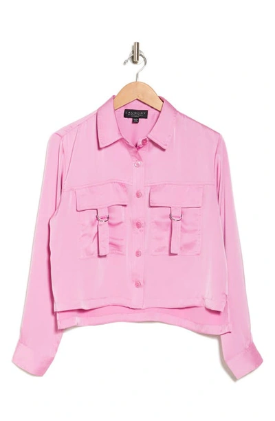 Laundry By Shelli Segal Satin Cargo Jacket In Pink/lavender