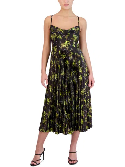 Laundry By Shelli Segal Womens Floral Print Polyester Midi Dress In Multi