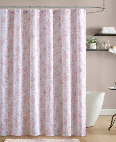 Laura Ashley Walled Garden Tonal Floral Shower Curtain, 72" X 72" In Pink