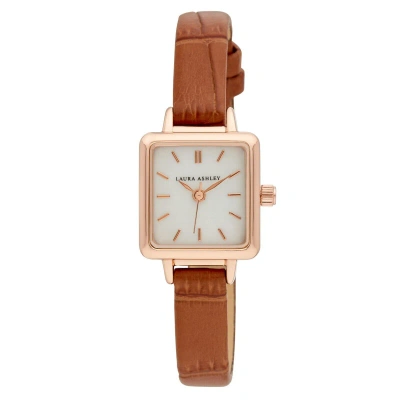Pre-owned Laura Ashley Women's 20mm Square Case Vegan Leather Strap Watch (la2075) In Rose Gold