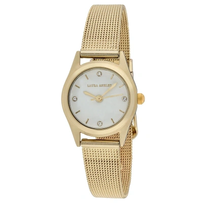 Pre-owned Laura Ashley Women's 24mm Round Mini Mesh Ez Reader Watch (la2072) In Gold