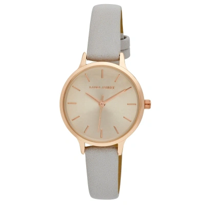 Pre-owned Laura Ashley Womens 30mm Clean Round Vegan Leather Strap Watch (la2073) In Rose Gold