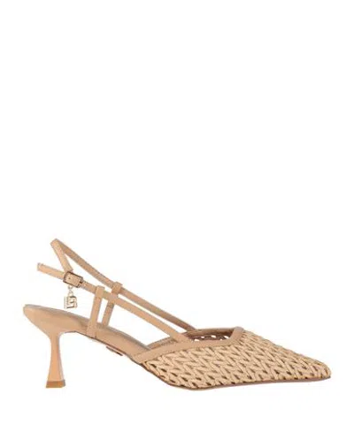 Laura Biagiotti Woman Pumps Sand Size 10 Textile Fibers, Synthetic Material In Animal Print