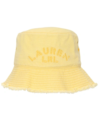 Lauren Ralph Lauren Cotton Bucket Hat With Frayed Edge In Yellow