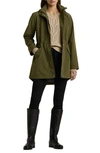 Lauren Ralph Lauren Hooded Drawstring Waist Jacket In Olive Fern