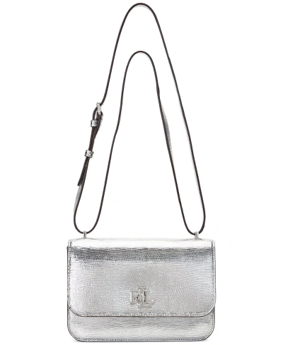 Lauren Ralph Lauren Lizard Embossed Leather Small Sophee Bag In Polished Silver