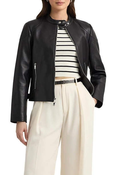 Lauren Ralph Lauren Scuba Leather Jacket In Black