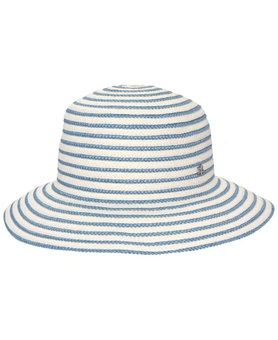 Lauren Ralph Lauren Tri Color Striped Sunhat In Cream,blue