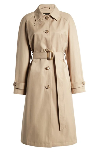 Ralph Lauren Water Resistant Belted Single Breasted Trench Coat In Birch Tan