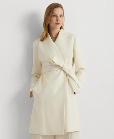 Lauren Ralph Lauren Women's Crepe Belted Wrap Coat In Marscapone Cream