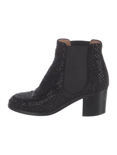 Pre-owned Laurence Dacade Crystal Patterned Chelsea Boots In Blue